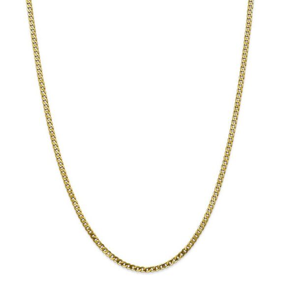 2.9mm 10k Yellow Gold Flat Beveled Curb Chain Necklace, 24 Inch